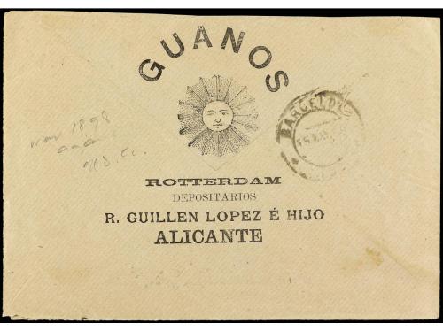 ✉ ESPAÑA. Ed. 219. 1898. ALICANTE a BARCELONA. 15 c. castaño