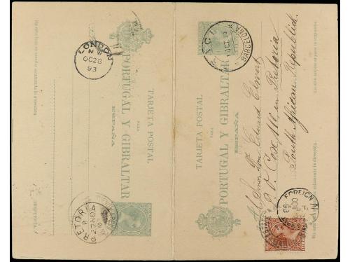 ✉ ESPAÑA ENTEROS POSTALES. Ed. 35. 1893. Tarjeta Postal dobl