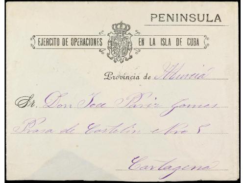 ✉ CUBA. 1897. Sobreimpreso a CARTAGENA, EJÉRCITO DE OPERACIO