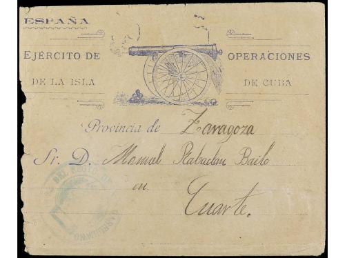 ✉ CUBA. (1897 ca.). Sobreimpreso a ZARAGOZA, EJÉRCITO DE OPE