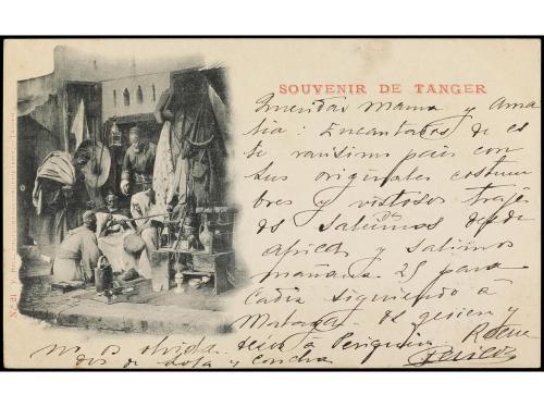 ✉ MARRUECOS. Ed. 217. 1899. Postal de TANGER a SAN SEBASTIAN