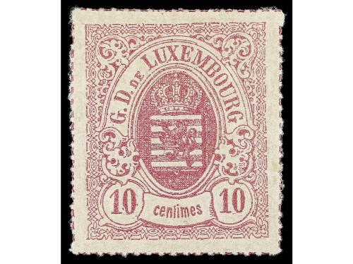 ** LUXEMBURGO. Yv. 17. 10 cts. violeta. Cert. B.P. Mi. 17c. 