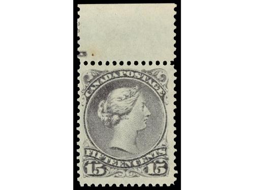 ** CANADA. Yv. 25a, Sc. 30b. 1875. 15 c. azul gris. LUJO. Ca