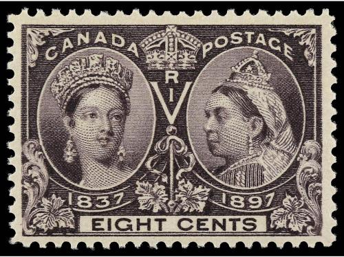 ** CANADA. Yv. 44, Sc. 56. 1897. 8 c. violeta oscuro. LUJO. 