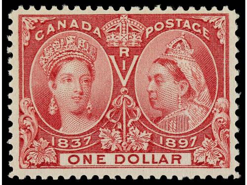 ** CANADA. Yv. 49, Sc. 61. 1897. 1$ carmín. LUJO. Cert. GREE