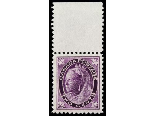 ** CANADA. Yv. 56, Sc. 68. 1897. 2 c. violeta, borde de hoja