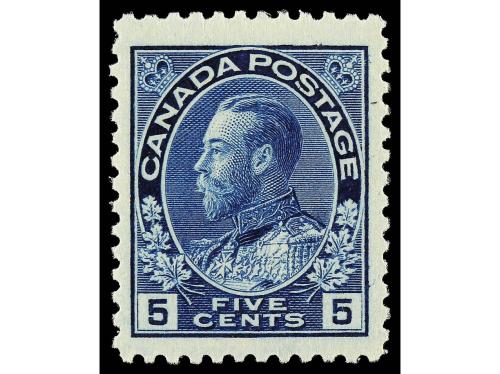 ** CANADA. Yv. 95, Sc. 111. 1912. 5 c. azul oscuro. LUJO. Ca