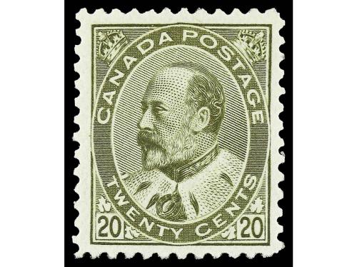 * CANADA. Yv. 83, Sc. 94. 1904. 20 c. verde oliva. Centrado 