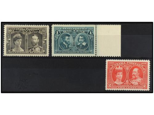 ** CANADA. Yv. 85/7, Sc. 96/8. 1908. 1/2 c. negro, 1 c. verd