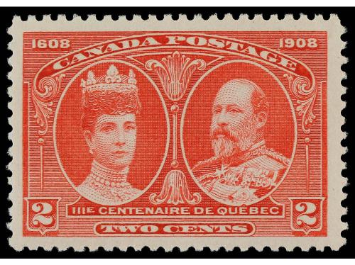 ** CANADA. Yv. 85/7, Sc. 96/8. 1908. 1/2 c. negro, 1 c. verd