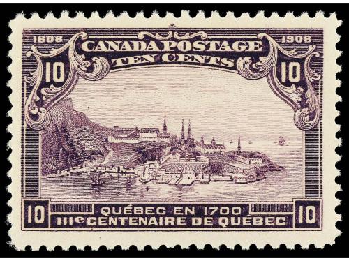 ** CANADA. Yv. 90, Sc. 101. 1908. 10 c. violeta. LUJO. Cat. 