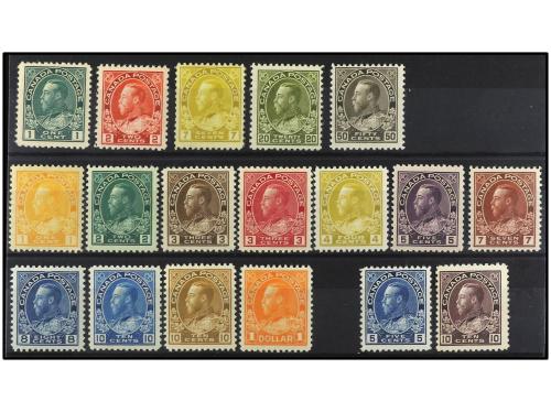 ** CANADA. Yv. 93/9 y 108/18 y Sc. 104/22. 1911-1925. GEORGE