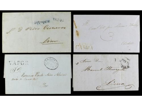 ✉ LOTES y COLECCIONES. 1800-1850. PERÚ. Conjunto de 45 carta