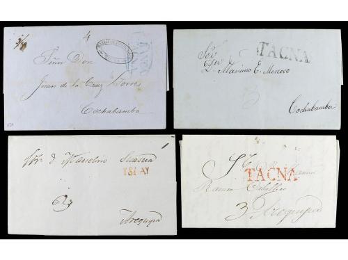 ✉ LOTES y COLECCIONES. 1800-1850. PERÚ. Conjunto de 45 carta