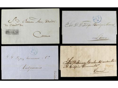 ✉ LOTES y COLECCIONES. 1800-1850. PERÚ. Conjunto de 45 carta