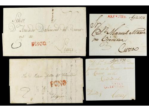 ✉ LOTES y COLECCIONES. 1800-1850. PERÚ. Conjunto de 45 carta