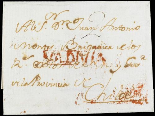 ✉ CHILE. (1800 ca.). Envuelta circulada a CHILOE. Marca line