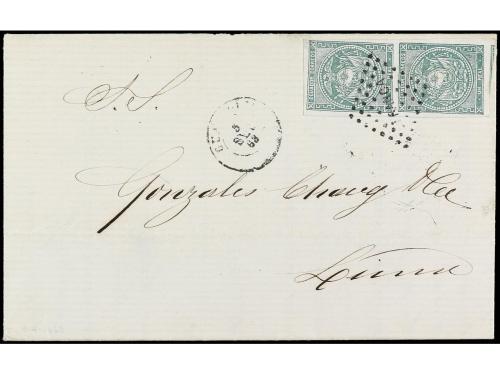 ✉ ECUADOR. Sc. 5 (2). 1868. GUAYAQUIL a LIMA. 1 real verde, 