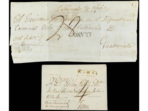 ✉ HONDURAS. (1800 ca.). FRONTAL y envuelta con las marcas LL