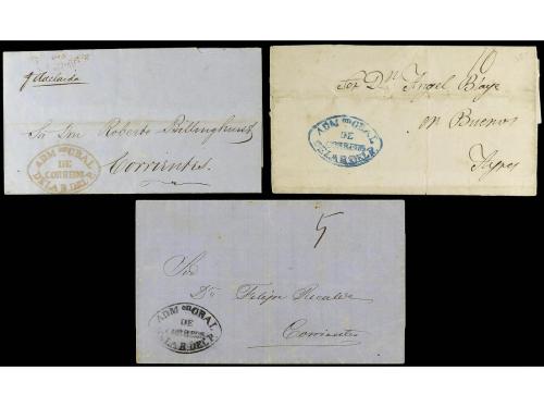 ✉ PARAGUAY. 1850-57. Tres cartas con la marca ADMON.GRAL/DE 