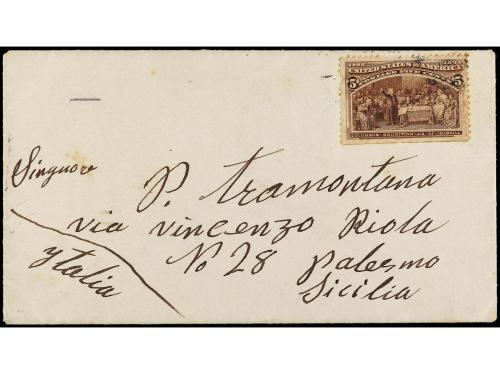 ✉ ESTADOS UNIDOS. Sc. 234. 1893. Dos sobres a ITALIA con 5 c