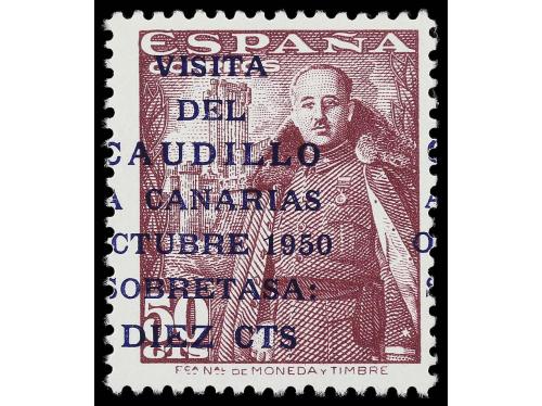 ** ESPAÑA. Ed. 1088hdha. 10 cts. sobre 50 cts. lila. Varieda