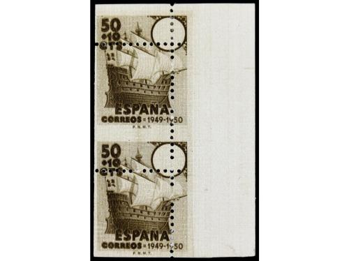 **/* ESPAÑA. Ed. 1068epx (2). 50 cts. + 10 cts. castaño. Par