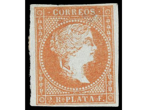 (*) CUBA. Ed. 3. 2 reales rojo naranja. LUJO. Sello RARÍSIMO