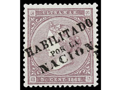 ** CUBA. Ed. 22A. 5 cts. de escudo lila. HABILITADO POR LA N