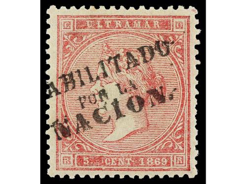 ** CUBA. Ed. 23A. 5 cts. de escudo rosa. HABILITADO POR LA N