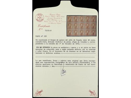 * ESPAÑA. Ed. 125 (15). 40 cts. castaño. Bloque de quince se