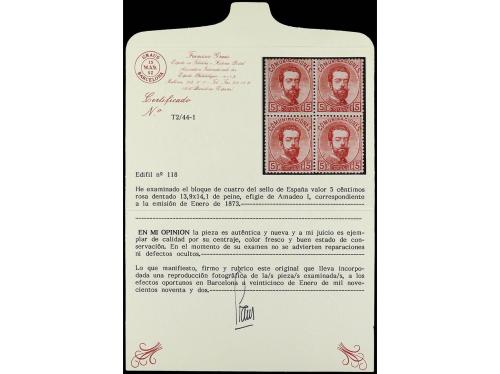 **/* ESPAÑA. Ed. 118 (4). 5 cts. carmín. Bloque de cuatro. M