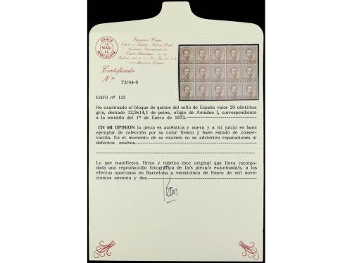 **/* ESPAÑA. Ed. 123 (15). 20 cts. gris. Bloque de quince se