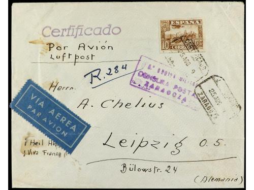 ✉ ESPAÑA. Ed. 813s. 1939. ZARAGOZA a ALEMANIA. 10 pts. casta