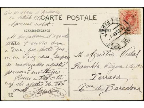 ✉ ANDORRA. Ed. 269. 1917. TARJETA POSTAL de LES ESCALDES a T