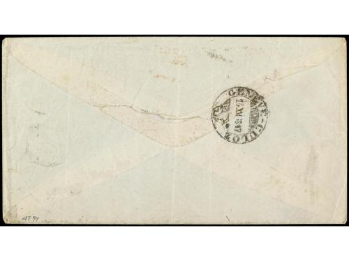 ✉ ESPAÑA. Ed. 92. 1868. MADRID a GENEVE (Suiza). 20 c. viole