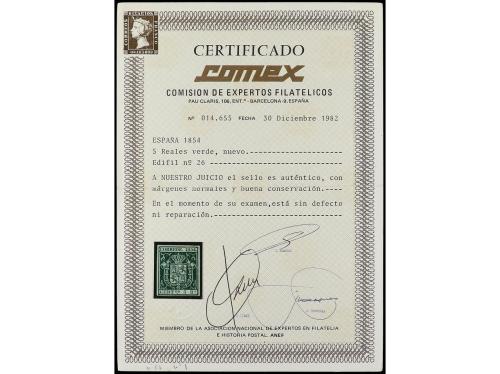 (*) ESPAÑA. Ed. 26. 5 reales verde. Muy buen ejemplar. Cert.