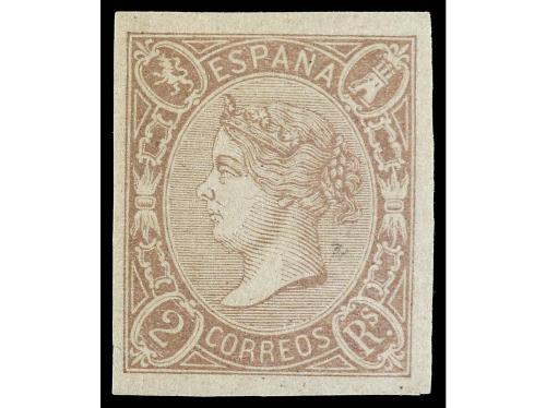 * ESPAÑA. Ed. 73. 2 reales violeta. Muy buen ejemplar. Cert.