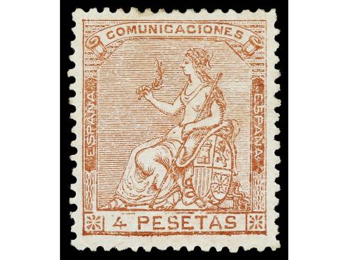 * ESPAÑA. Ed. 139. 4 pesetas castaño. PIEZA DE LUJO. Cert. G