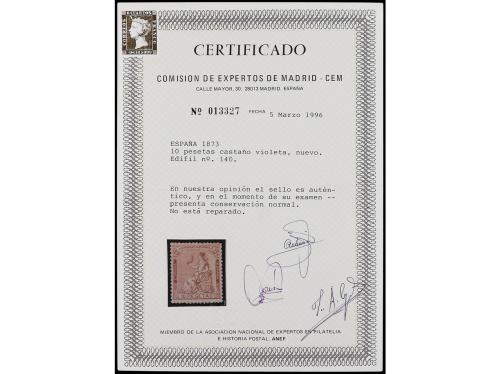 (*) ESPAÑA. Ed. 140. 10 pesetas castaño violeta. Muy bien ce