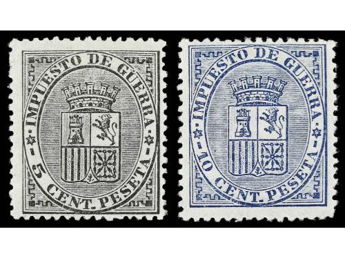 * ESPAÑA. Ed. 141/42. 5 c. negro y 10 c. azul. Muy bien cent