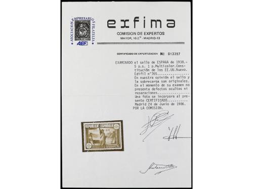 ** ESPAÑA. Ed. 765. Aéreo + 5 pts. Dentado 11, de línea. MUY