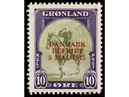 ** GROENLANDIA. Yv. 18D/18K var. 1945. SERIE COMPLETA. 6 val