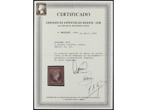 * ESPAÑA. Ed. 42. 2 reales lila. Muy bonito ejemplar. Cert. 