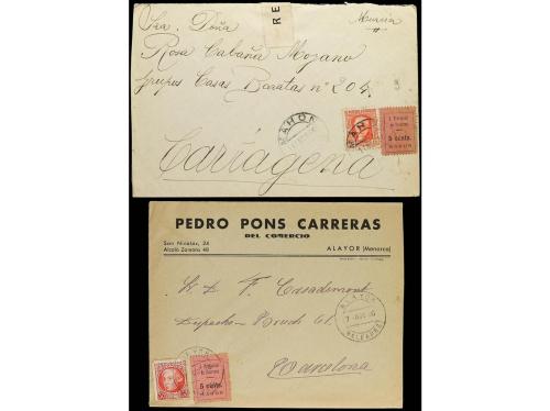 ✉ ESPAÑA GUERRA CIVIL. MAHON. Conjunto de 6 cartas con viñet