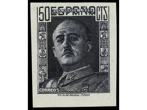 ** ESPAÑA. Ed. 1001NE. FRANCO. 50 cts. en verde y en azul SI