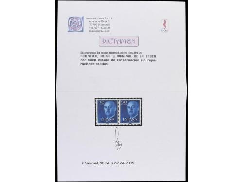 ** ESPAÑA. Ed. 1145cc (2). FRANCO. 20 cts. azul. CAMBIO DE C