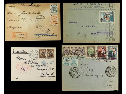 ✉ LETONIA. 1919-21. CONJUNTO de 11 cartas con interesantes f