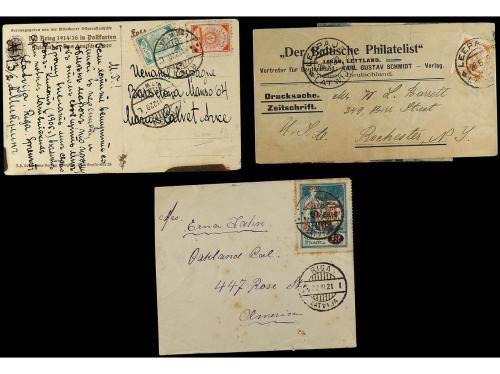 ✉ LETONIA. 1919-21. CONJUNTO de 11 cartas con interesantes f