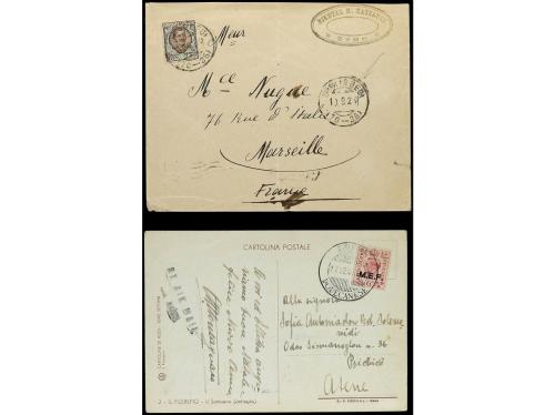 ✉ ITALIA. 1909-44. CONJUNTO de 9 cartas y tarjetas circulada